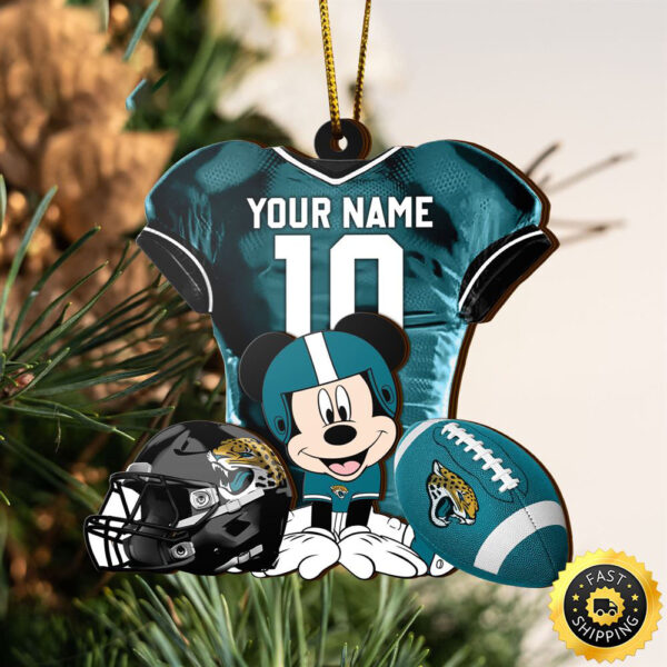 NFL Jacksonville Jaguars Mickey Mouse Christmas Ornament Custom Your Name And Number