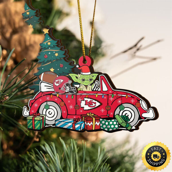 NFL Kansas City Chiefs And Baby Yoda Christmas Ornament