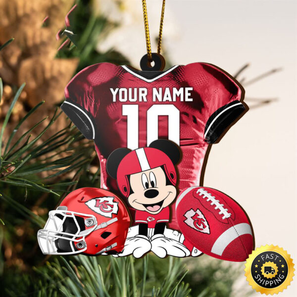 NFL Kansas City Chiefs Mickey Mouse Christmas Ornament Custom Your Name And Number