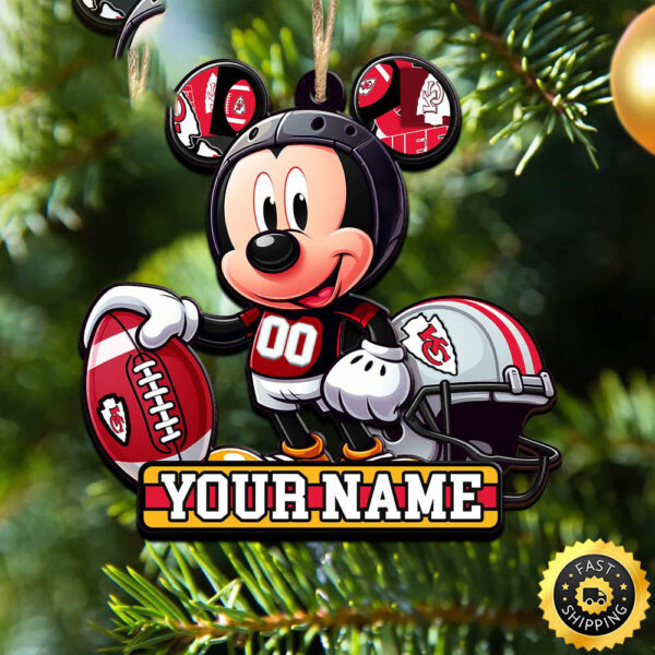 NFL Kansas City Chiefs Mickey Mouse Ornament Personalized Your Name