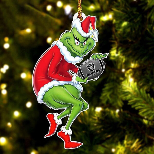 NFL Las Vegas Raiders Grinch Stole Christmas Tree Ornament Decoration