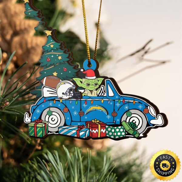 NFL Los Angeles Chargers And Baby Yoda Christmas Ornament