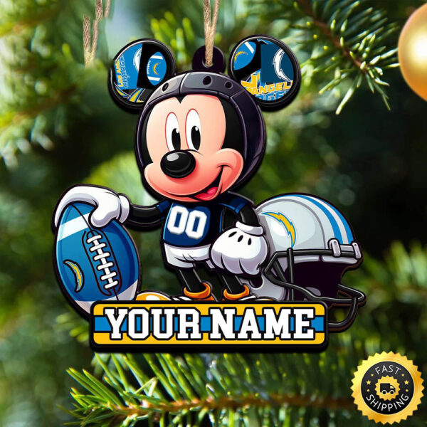 NFL Los Angeles Chargers Mickey Mouse Ornament Personalized Your Name