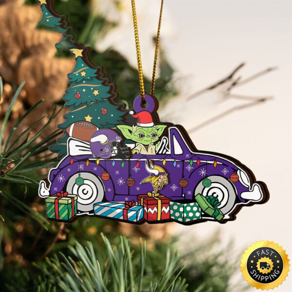 NFL Minnesota Vikings And Baby Yoda Christmas Ornament