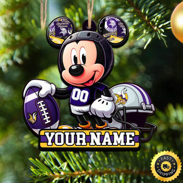 NFL Minnesota Vikings Mickey Mouse Ornament Personalized Your Name