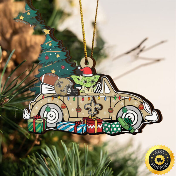 NFL New Orleans Saints And Baby Yoda Christmas Ornament