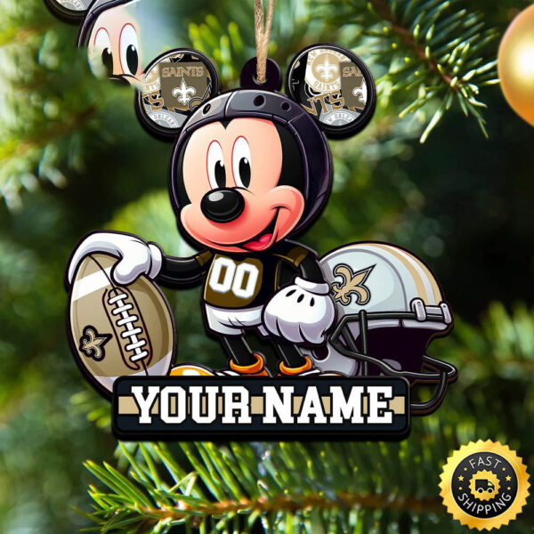 NFL New Orleans Saints Mickey Mouse Ornament Personalized Your Name