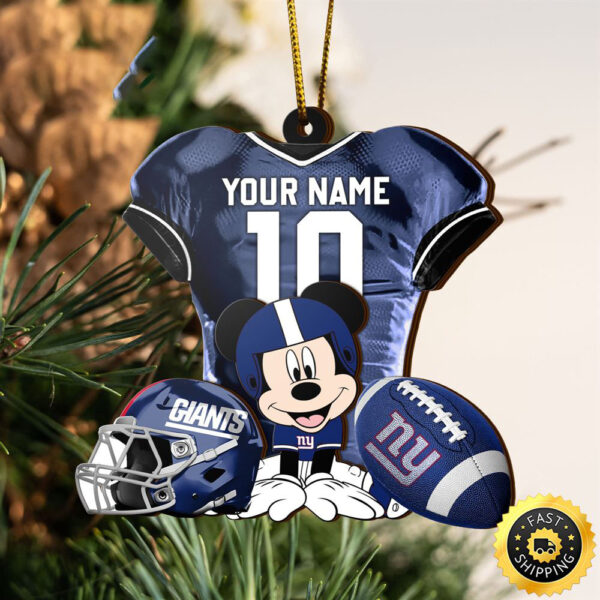 NFL New York Giants Mickey Mouse Christmas Ornament Custom Your Name And Number