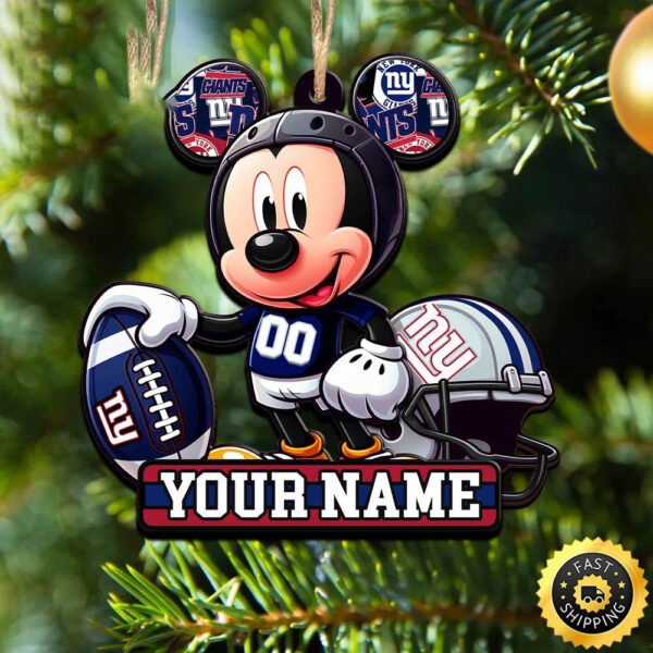 NFL New York Giants Mickey Mouse Ornament Personalized Your Name