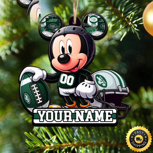 NFL New York Jets Mickey Mouse Ornament Personalized Your Name