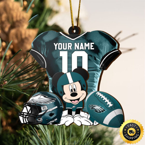 NFL Philadelphia Eagles Mickey Mouse Christmas Ornament Custom Your Name And Number