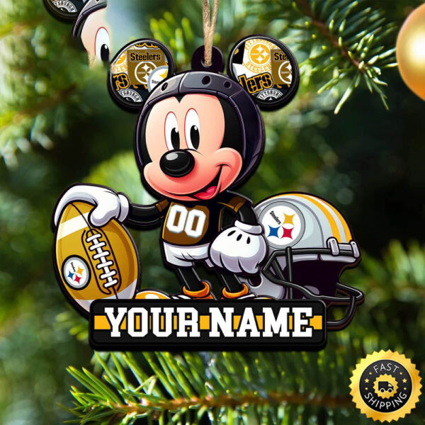 NFL Pittsburgh Steelers Mickey Mouse Ornament Personalized Your Name