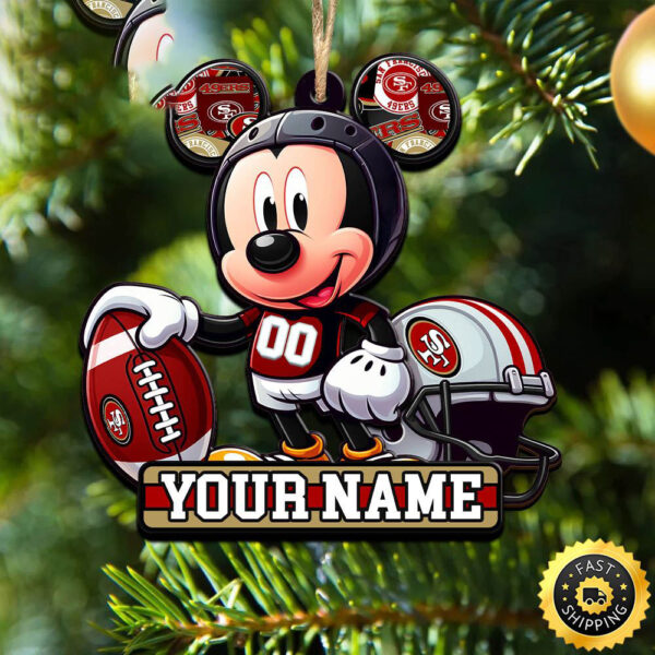 NFL San Francisco 49ers Mickey Mouse Ornament Personalized Your Name