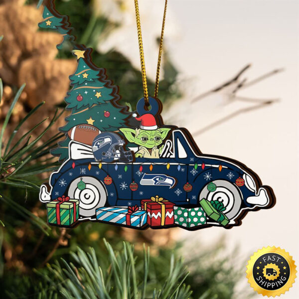 NFL Seattle Seahawks And Baby Yoda Christmas Ornament