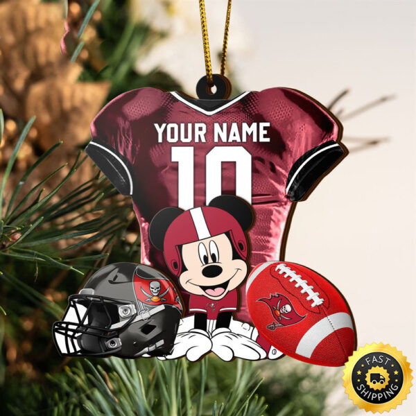 NFL Tampa Bay Buccaneers Mickey Mouse Christmas Ornament Custom Your Name And Number