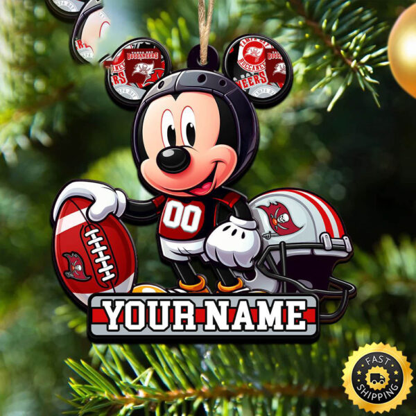 NFL Tampa Bay Buccaneers Mickey Mouse Ornament Personalized Your Name