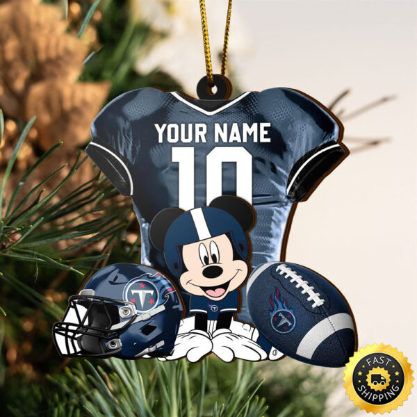 NFL Tennessee Titans Mickey Mouse Christmas Ornament Custom Your Name And Number