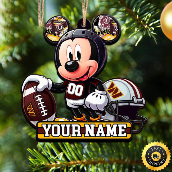 NFL Washington Commanders Mickey Mouse Ornament Personalized Your Name