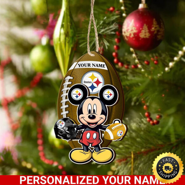 Pittsburgh Steelers And Mickey Mouse Ornament Personalized Your Name