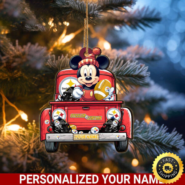 Pittsburgh Steelers Mickey Mouse Ornament Personalized Your Name Sport Home Decor