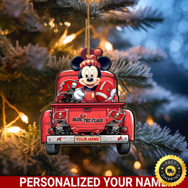 Tampa Bay Buccaneers Mickey Mouse Ornament Personalized Your Name Sport Home Decor