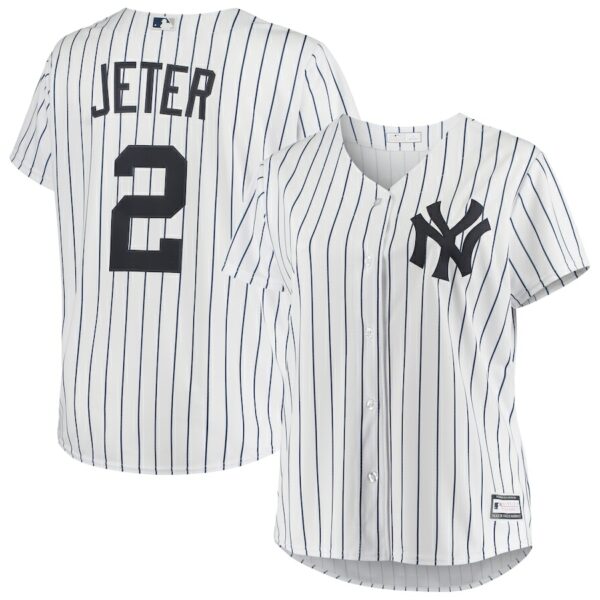 Derek Jeter New York Yankees Women's Plus Size Replica Player Jersey - White