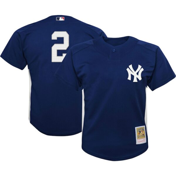 Derek Jeter New York Yankees Mitchell & Ness Youth Team Cooperstown Collection Mesh Batting Practice Jersey - Navy