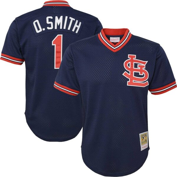 Ozzie Smith St. Louis Cardinals Mitchell & Ness Youth Cooperstown Collection Mesh Batting Practice Jersey - Navy