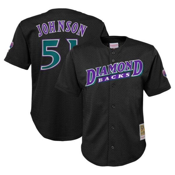 Randy Johnson Arizona Diamondbacks Mitchell & Ness Youth Cooperstown Collection Mesh Batting Practice Jersey - Black