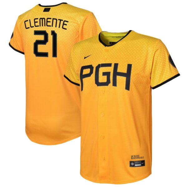 Roberto Clemente Pittsburgh Pirates Nike Youth City Connect Replica Player Jersey - Gold