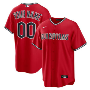 Men's Cleveland Guardians Nike Red Alternate Custom Replica 2.0 Jersey