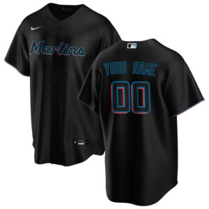 Men's Miami Marlins Nike Black Alternate Replica Custom Jersey