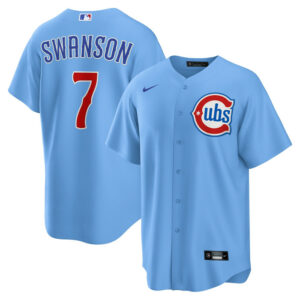 Men's Chicago Cubs Dansby Swanson Nike Blue 2nd Alternate Replica Player Jersey