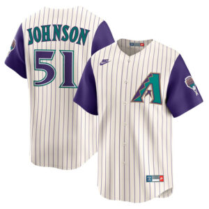 Men's Arizona Diamondbacks Randy Johnson Nike Cream Throwback Cooperstown Collection Limited Jersey