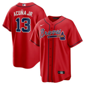 Men's Atlanta Braves Ronald Acuna Jr. Nike Red Alternate Replica Player Name Jersey
