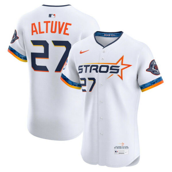 Men's Houston Astros Jose Altuve Nike White 2025 City Connect Elite Player Jersey