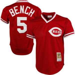 Men's Cincinnati Reds Johnny Bench Mitchell & Ness Red 1983 Cooperstown Collection Mesh Batting Practice Jersey