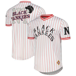 Men's Black Yankees Stitches White V-Neck Jersey