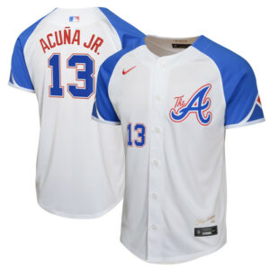 Youth Atlanta Braves Ronald Acuna Jr. Nike White City Connect Limited Player Jersey