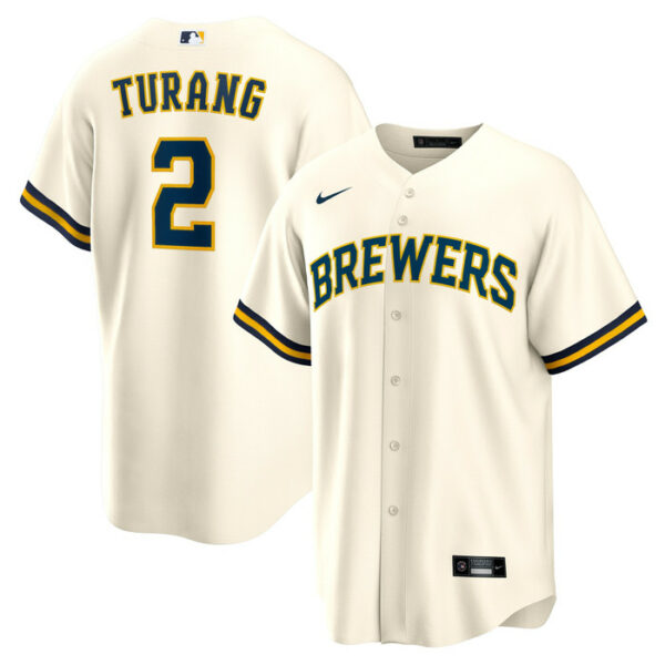 Men's Milwaukee Brewers Brice Turang Nike Cream Home Replica Jersey