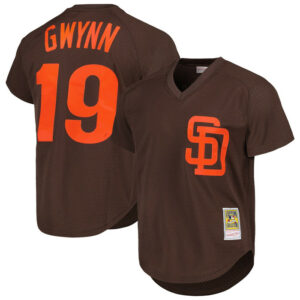 Men's San Diego Padres Tony Gwynn Mitchell & Ness Brown 1985 Cooperstown Collection Mesh Batting Practice Jersey