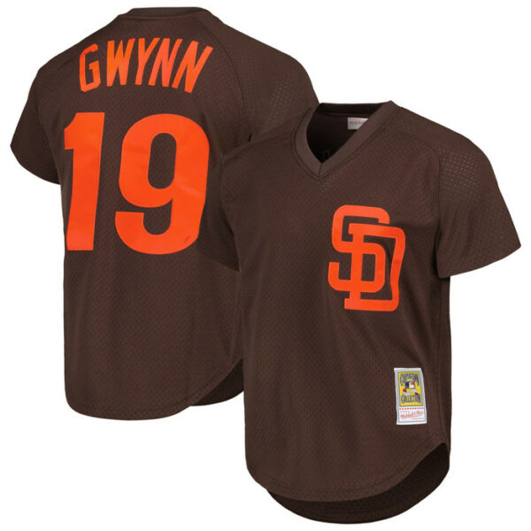 Men's San Diego Padres Tony Gwynn Mitchell & Ness Brown 1985 Cooperstown Collection Mesh Batting Practice Jersey