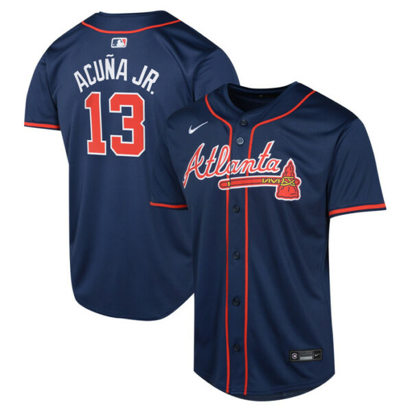 Youth Atlanta Braves Ronald Acuna Jr. Nike Navy Alternate Limited Player Jersey