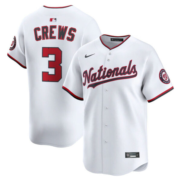 Men's Washington Nationals Dylan Crews Nike White Home Limited Player Jersey