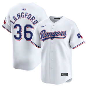 Men's Texas Rangers Wyatt Langford Nike White Home Limited Player Jersey