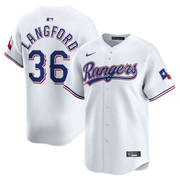 Men's Texas Rangers Wyatt Langford Nike White Home Limited Player Jersey