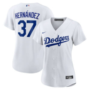 Women's Los Angeles Dodgers Teoscar Hernandez Nike White Home Replica Jersey