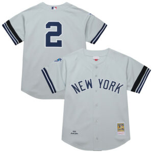 Men's New York Yankees Derek Jeter Mitchell & Ness Gray Cooperstown Collection 2000 World Series Jersey