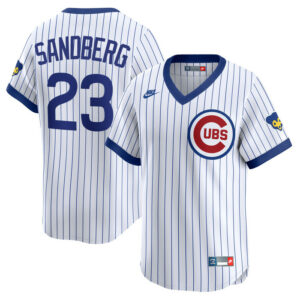 Men's Chicago Cubs Ryne Sandberg Nike White Throwback Cooperstown Collection Limited Jersey