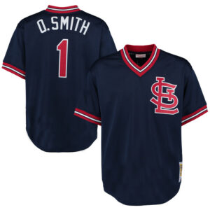 Men's St. Louis Cardinals Ozzie Smith Mitchell & Ness Navy 1994 Cooperstown Collection Mesh Batting Practice Jersey